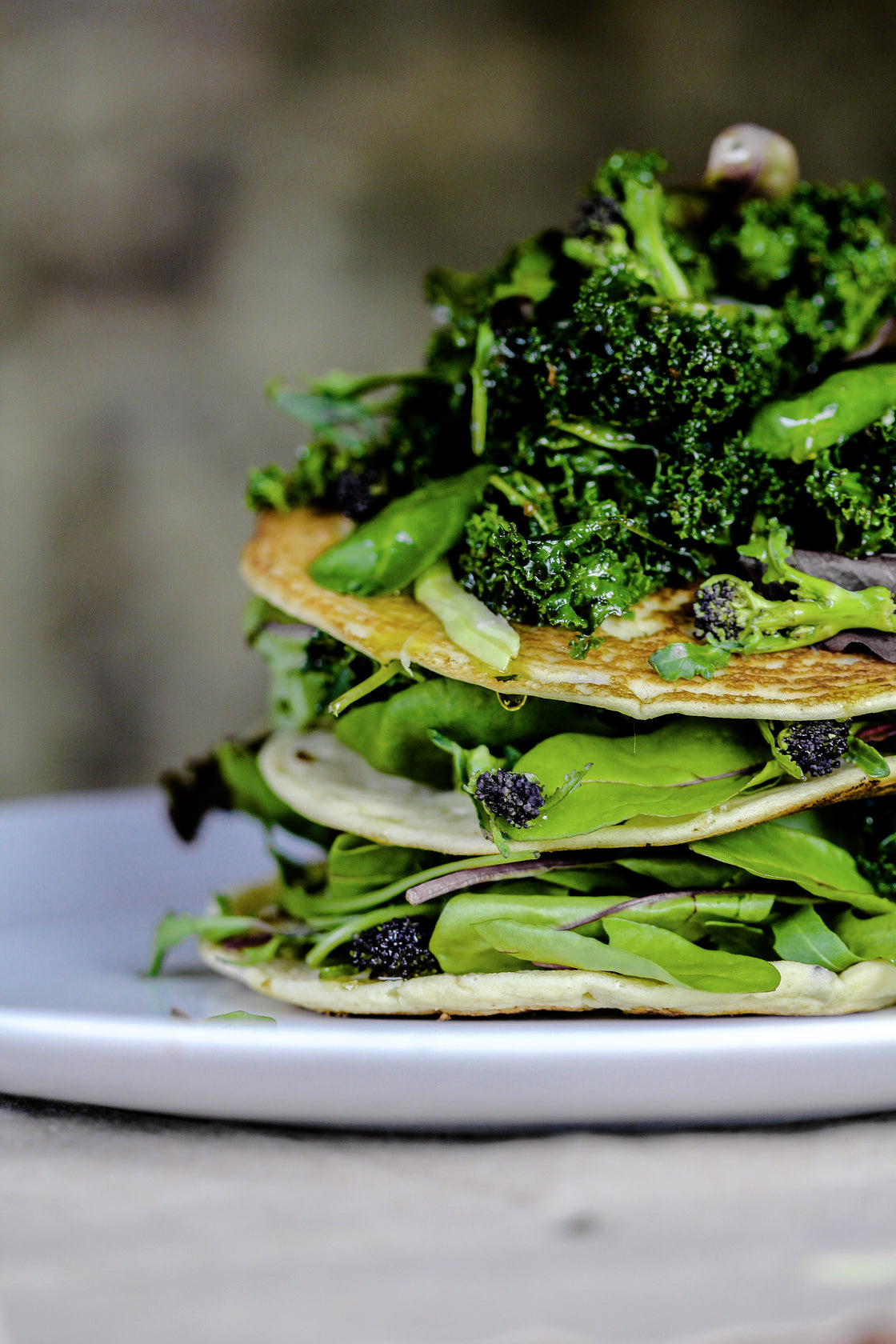 British Bean Pancakes With Hoisin Kale