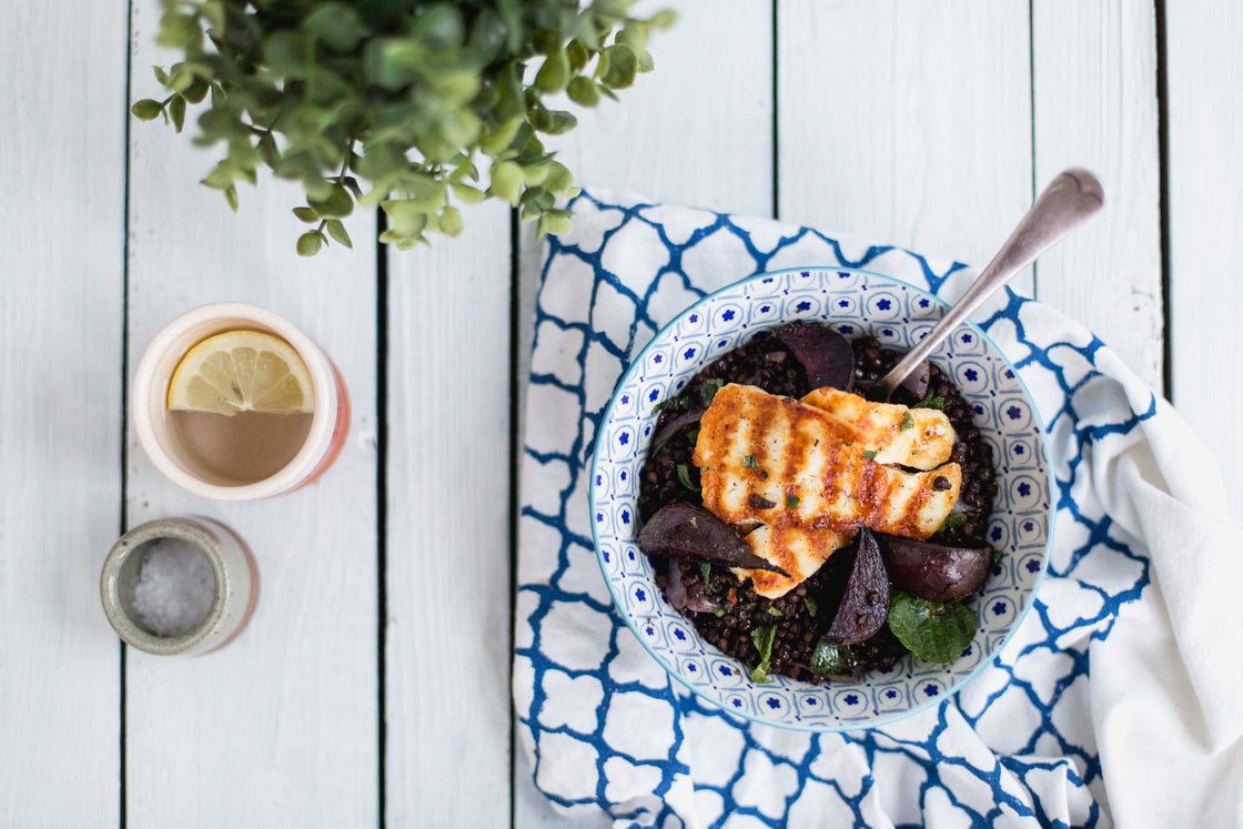 Warm Lentil And Beetroot Salad With Sumac And Halloumi