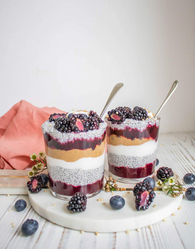 Peanut Butter Jelly Chia Pudding Parfaits