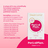 Cleanmarine Period Plan supplement packaging on a pink background with text about its ingredients and benefits.