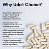 Udo's Choice supplement capsules with text on a light gray background